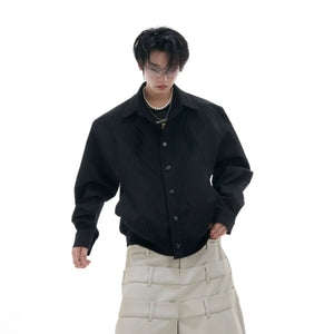 Embroidered Short Shirt Jacket in Black or White - main image 1