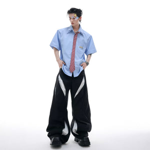 Relaxed Double-Collar Tie Shirt in Lavender - main image 5