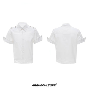 Relaxed Metal Buckle Short-Sleeve Shirt | Unisex - White