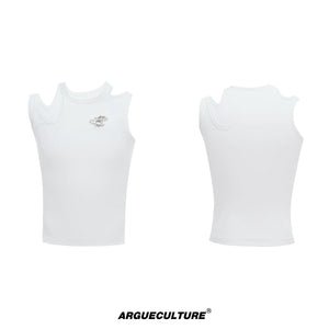 Cutout Metal-Detail Tank Vest | Argue Culture - White Vest