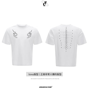 Slim-Fit Cotton Snake-Eye Spine Studded T-Shirt - White