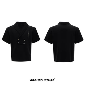 V-Neck Structured Shirt and Trouser Set | Avant-Garde - Charcoal Black Jacket