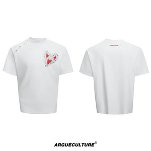 Irregular Neckline Cotton T-Shirt | Argue Culture - White