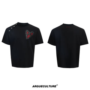 Irregular Neckline Cotton T-Shirt | Argue Culture - Black