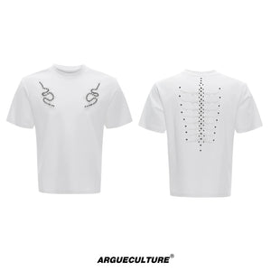 Studded Snake Spine Boxy T-Shirt | Argue Culture - White