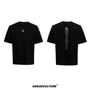 Liquid Spine Shoulder-Pad T-Shirt | Relaxed Cotton - Black