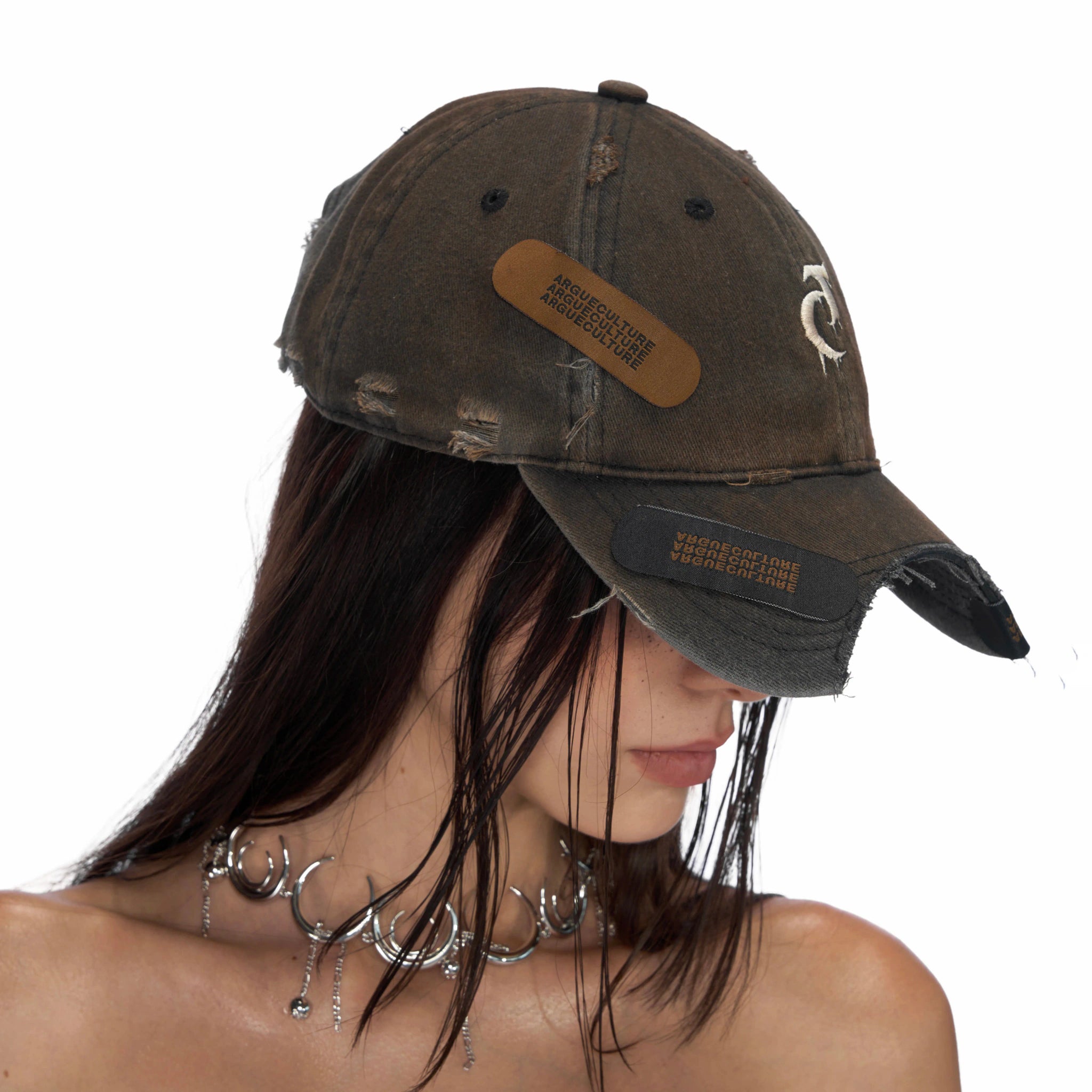 Distressed Patchwork Baseball Cap | Adjustable Cotton - main image 2