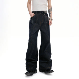 Indigo Denim Leather-Panel Jacket and Pants Suit - main image 4