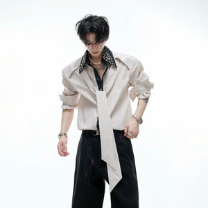Rhinestone Contrast Streamer Shirt | Unisex Cotton - main image 3