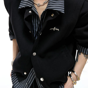 Color-Block Stripe Panel Cardigan | Relaxed Unisex Top - main image 4