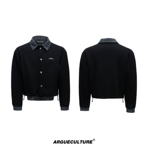 Color-Block Stripe Panel Cardigan | Relaxed Unisex Top - Black Top Unisex
