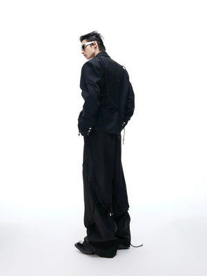 Rope-Strap Short Blazer Suit Set in Black - main image 4