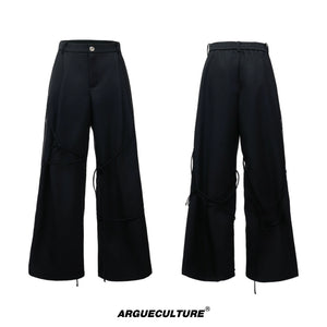 Rope-Strap Short Blazer Suit Set in Black - Black Trousers