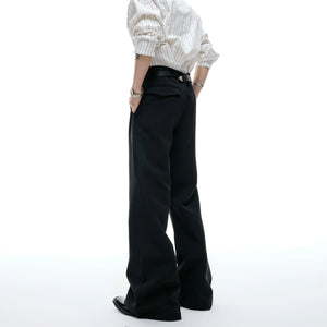 Pleated Red Lip Flared Trousers in Cotton - main image 4