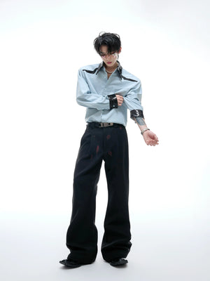 Contrast Sequin Drape Shirt | Relaxed Unisex Button-Up - main image 4