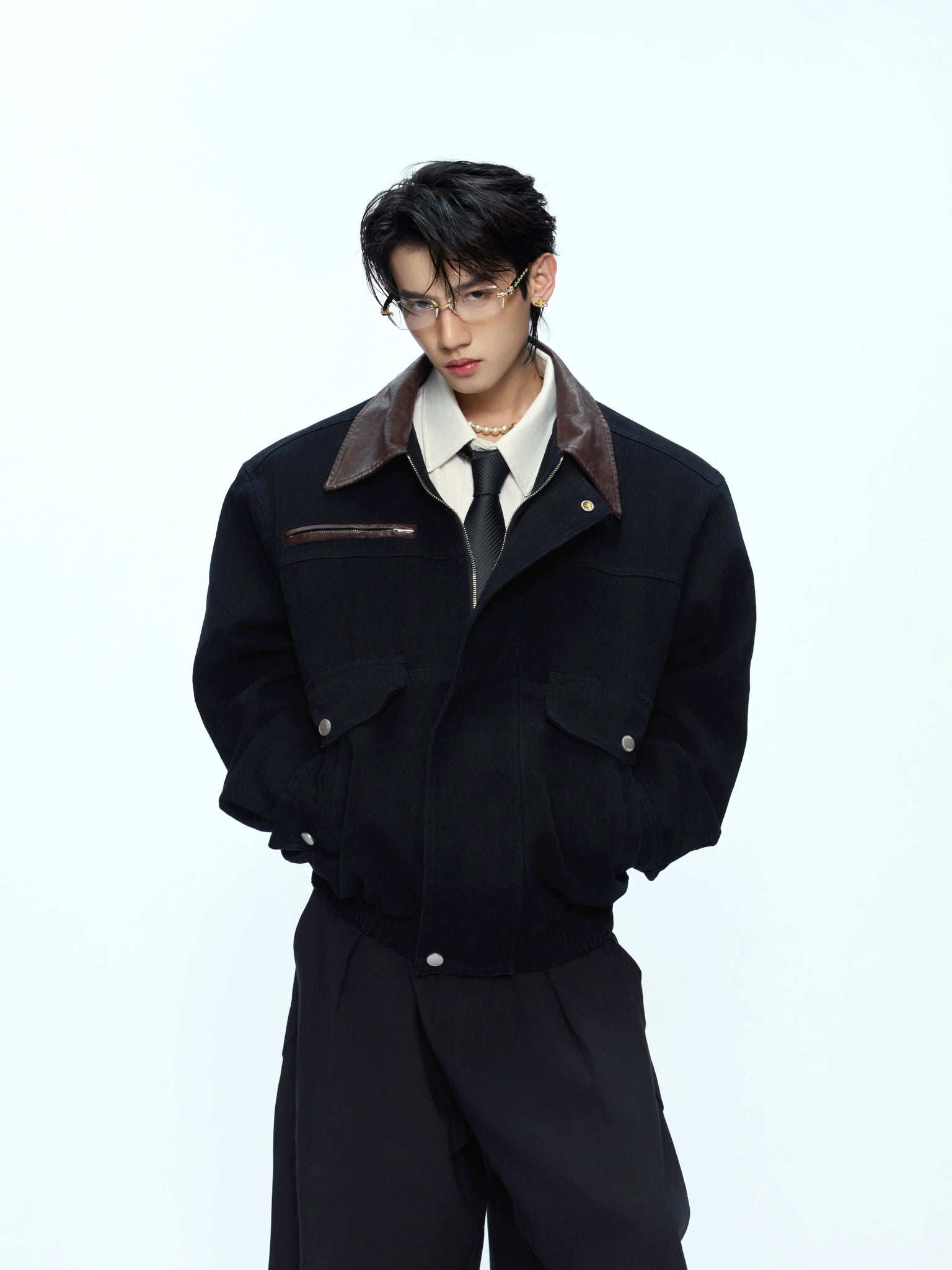 Contrast Lapel Cotton Workwear Jacket | Structured Fit - main image 1