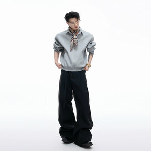Unisex Cotton Sequined Lapel Polo Sweatshirt Top - main image 5