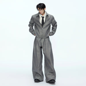 Unisex Contrast Lapel Cotton Jacket and Pants Set - main image 1