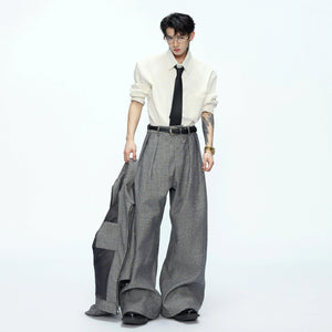 Unisex Contrast Lapel Cotton Jacket and Pants Set - main image 3