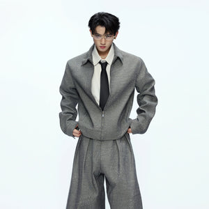Unisex Contrast Lapel Cotton Jacket and Pants Set - main image 4