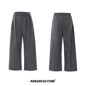 Unisex Contrast Lapel Cotton Jacket and Pants Set - Gray Pants