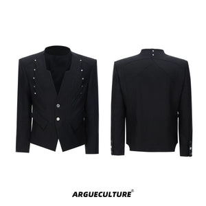 Relaxed Deconstructed Wool-Blend Tailored Suit Set - Black Top