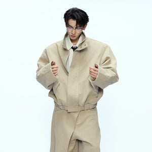 Cotton Washed Canvas Harrington Jacket | Contrast Collar - main image 3