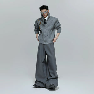 Sequin Wool-Blend High-Neck Cardigan | Unisex Knitwear - main image 5