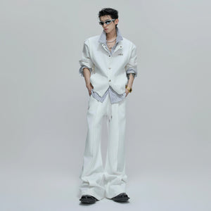 Color-Block Stripe Layered Cardigan | Unisex Streetwear - main image 1
