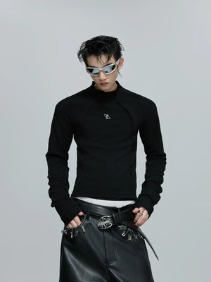Deconstructed Panel Long-Sleeve Tee | Black or White - Black Top