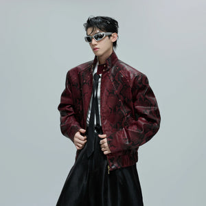 Reversible Croc-Texture Faux Leather Jacket | Cropped - main image 1