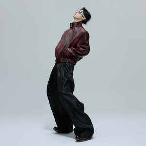 Reversible Croc-Texture Faux Leather Jacket | Cropped - main image 3