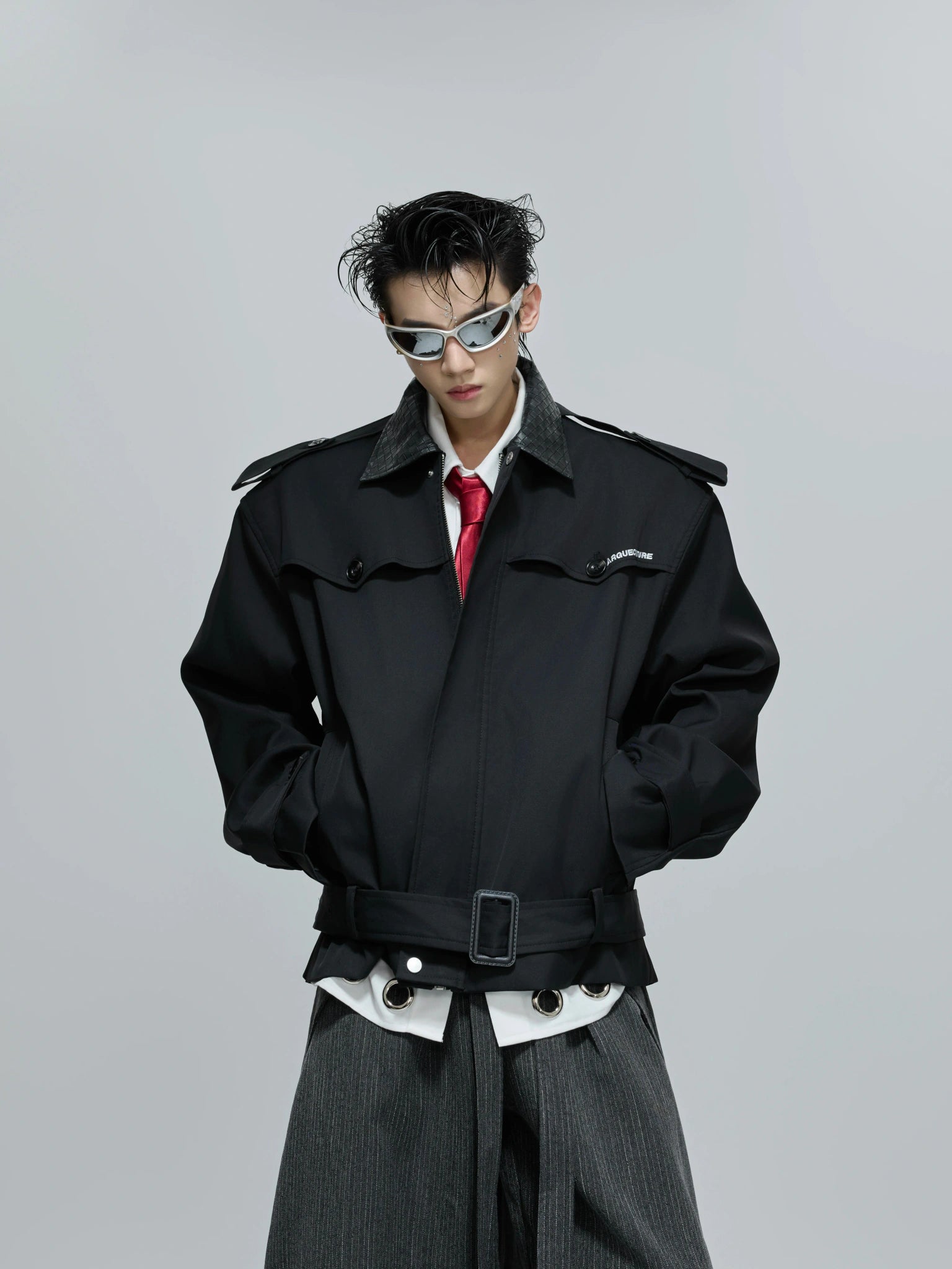 Cropped Contrast Trench Jacket | Unisex Streetwear - main image 2