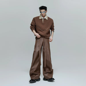 Pleated Cotton-Blend Tie-Waist Straight-Leg Trousers - main image 4