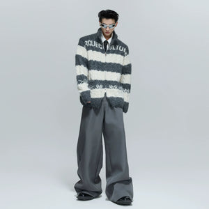 Color-Block Zip Knit Cardigan in Cotton-Wool Blend - main image 5