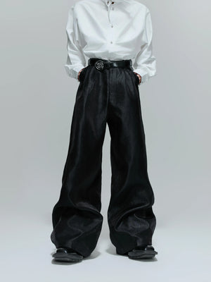Pleated Wide-Leg Trousers | High-Waist Cotton Blend - main image 2