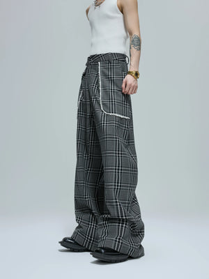 Reversible Houndstooth Hoodie and Relaxed Pants Set - Gray Pants