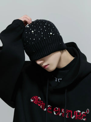 Rhinestone Knit Hat with Adjustable Strap - main image 4