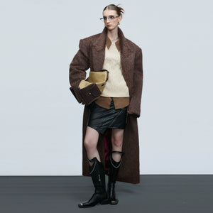 Longline Double-Breasted Alpaca Wool Blend Coat - main image 3