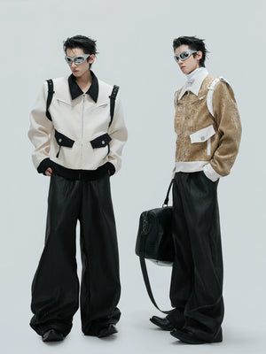 Color-Block Velvet Cropped Jacket | Unisex Streetwear - main image 5