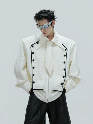 Double-Breasted Wool-Blend Jacket with Detachable Tie - main image 1