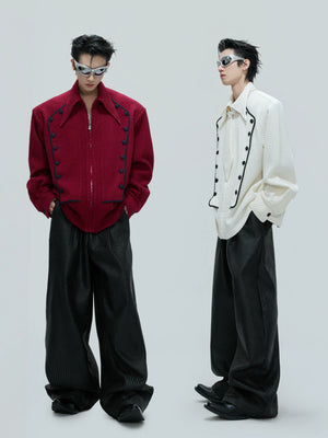 Double-Breasted Wool-Blend Jacket with Detachable Tie - main image 4