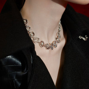 Layered Zircon Collarbone Necklace | Adjustable Silver - main image 5