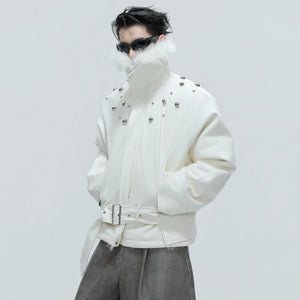 Faux Leather Fur-Collar Short Jacket | Argue Culture - main image 2