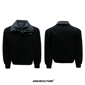 Washed Stripe Faux-Layer Padded Jacket for Unisex - Black Top