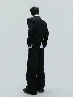 Relaxed Black Cotton Notch-Lapel Suit Set for Streetwear - main image 3