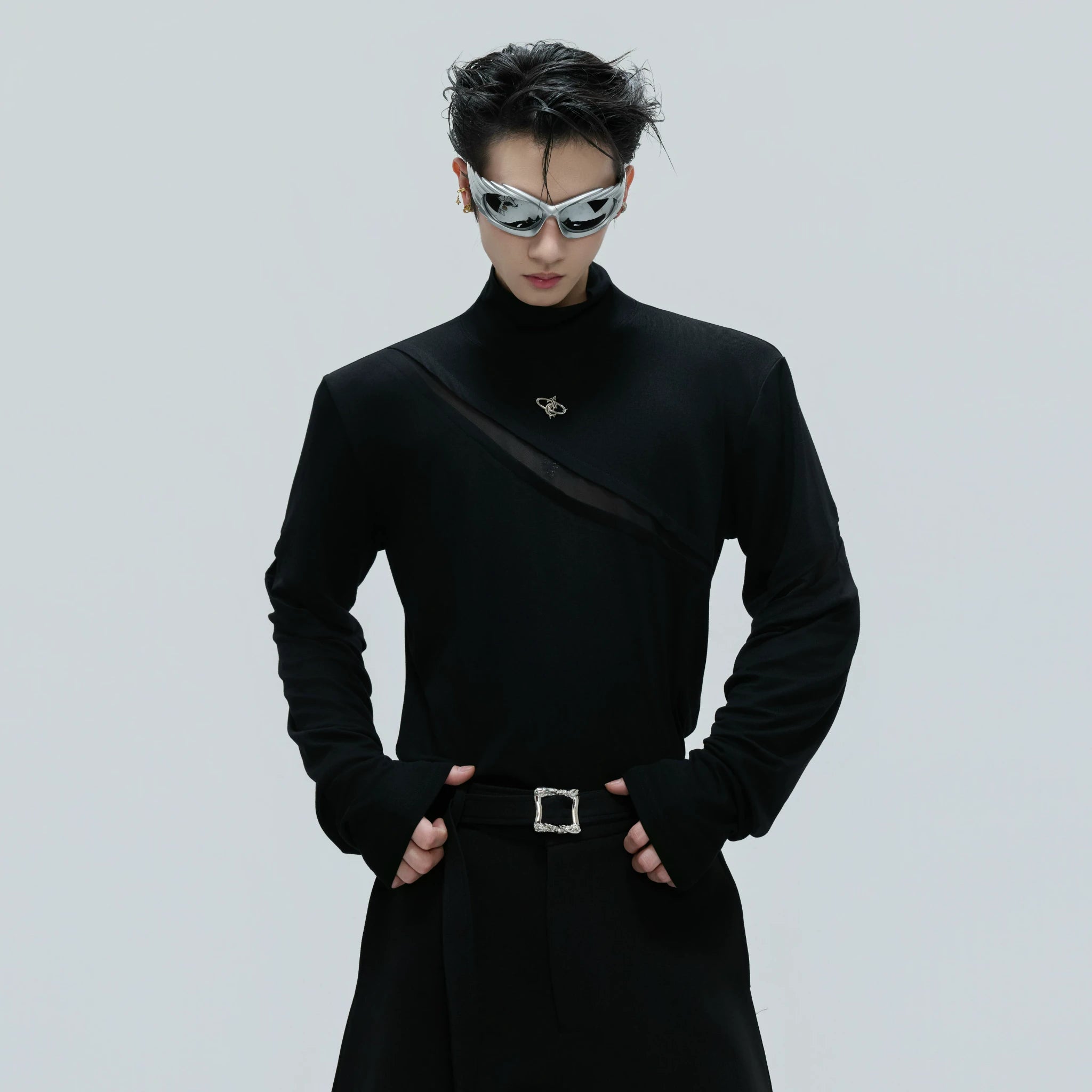 Deconstructed Cotton Turtleneck Base Layer Top - main image 1