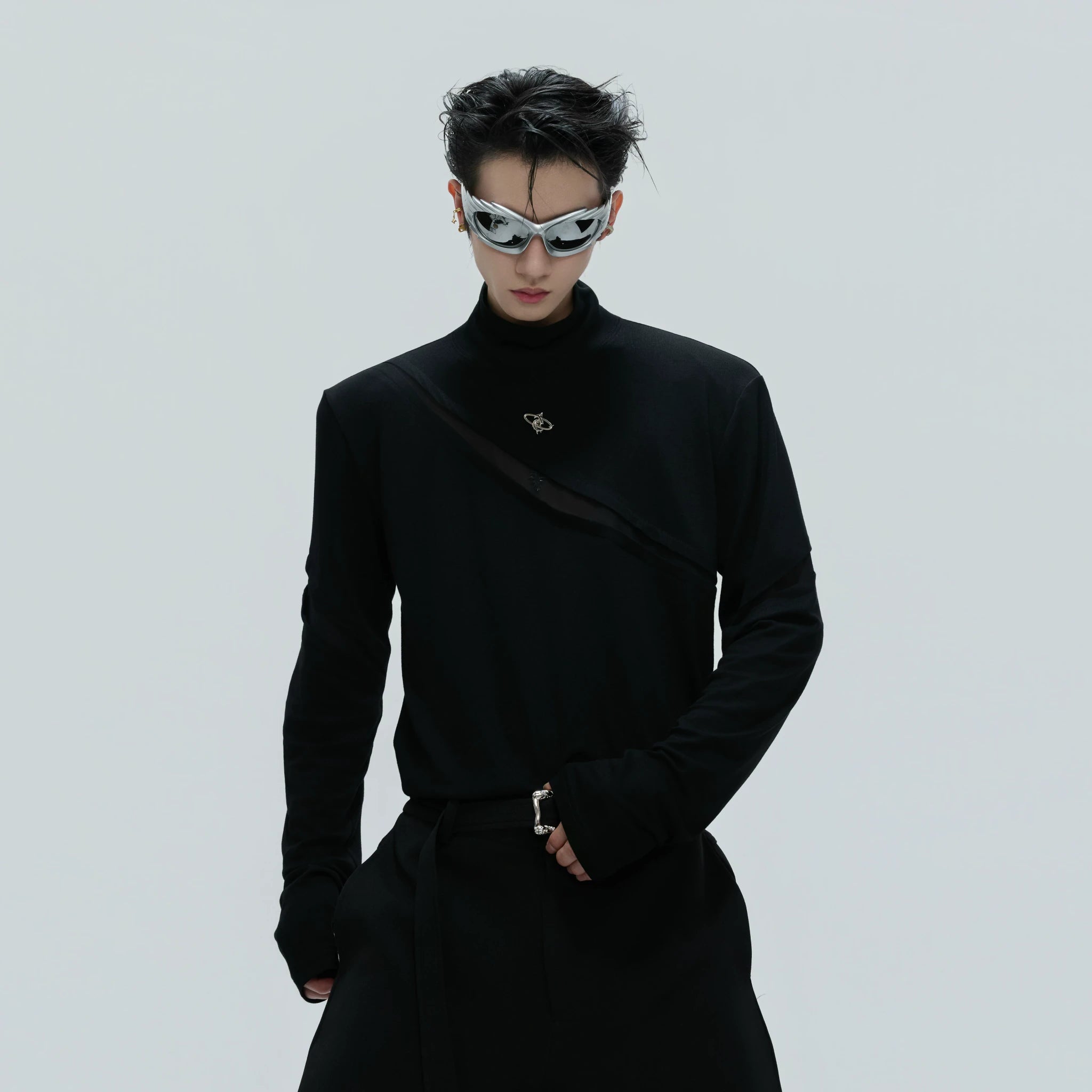 Deconstructed Cotton Turtleneck Base Layer Top - main image 2