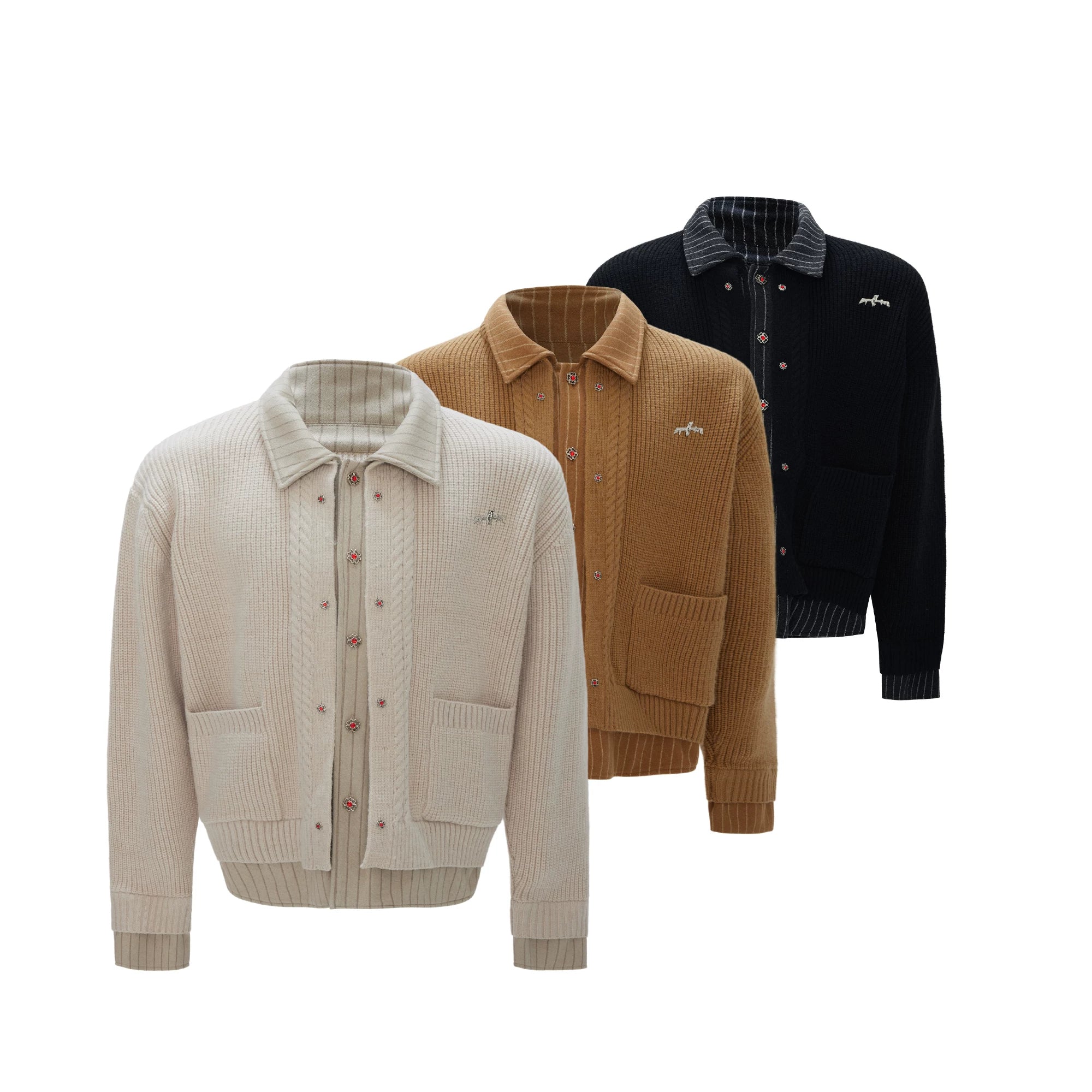 Wool Cashmere Faux-Layered Cardigan Sweater Jacket - main image 1