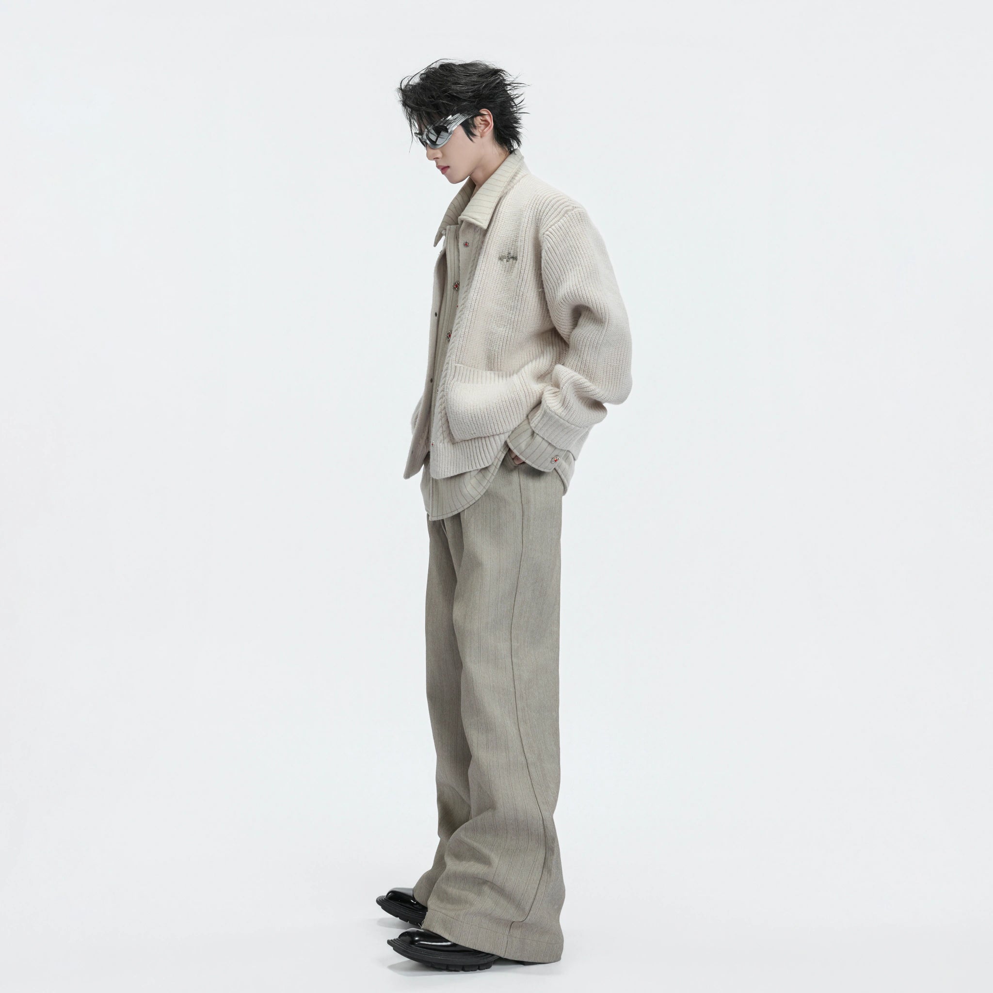 Wool Cashmere Faux-Layered Cardigan Sweater Jacket - main image 2